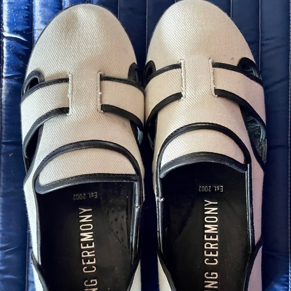 New white canvas Opening Ceremony platform slip on sneakers/shoes 38/7.5 - Picture 2 of 5